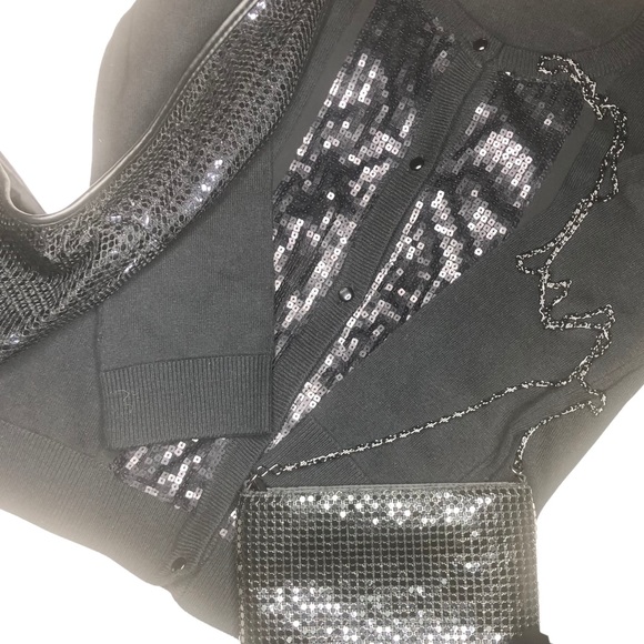 Combo 3 for 1 Sequined, Black Cardigan, Hobo Bag/Purse, & Chain Purse ✨ - Picture 12 of 13